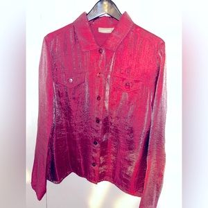 Metallic pink button up blouse